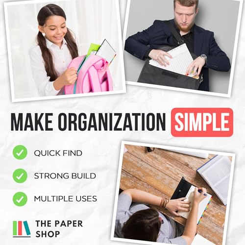 The Paper Shop A-Z Dividers for 3 Ring Binder - A4 (10 Pack) | Alphabet Binder Dividers with Tabs for Office School & Classroom | A-Z Alphabetical Index Tabs 150gsm | Bulk Colour-Coded 10-Pack