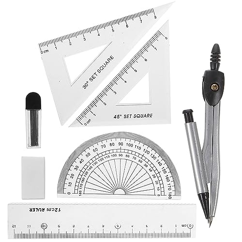 Math Geometry Math Geometry Set Student Supplies with Storage Box, Includes Compasses, Rulers, Protractor, Eraser, Refills, for Drawing and Studying