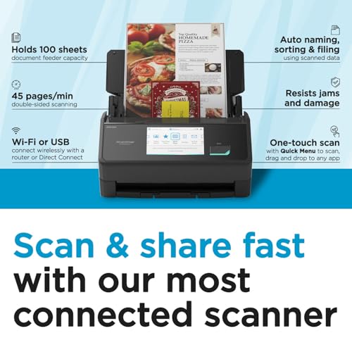 ScanSnap iX2500 Wireless or USB High-Speed Document Scanner, Black