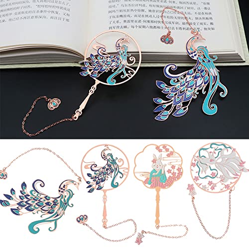 Bookmark Metal Creative Bookmark, Chinese Style Unique Hollow Out Bookmarks with Tassel Book Marker Clip Reader Student Office School Stationery Supplies Metal Bookmark (Color : 4) (10)