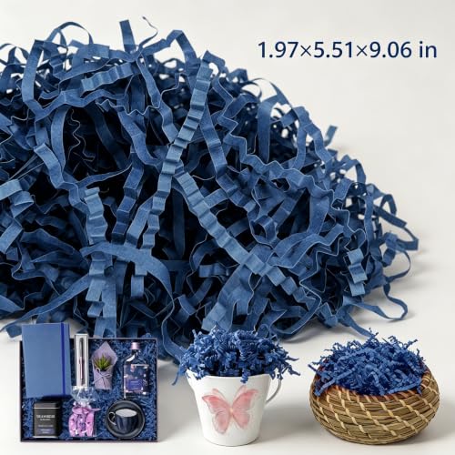 YXYP Navy Blue Crinkle Cut Paper Shred Filler,2 Lb Basket Filler