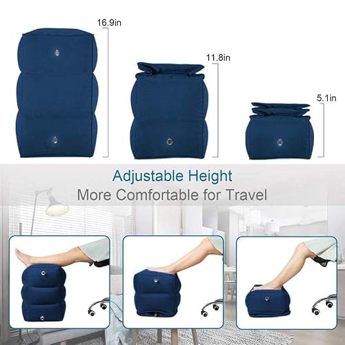 WODHAZNC Inflatable Foot Pillow for Travel Rest Airplane Car Bus Footrest Pillows Kids Flight Sleeping Resting with Air Pump(D)