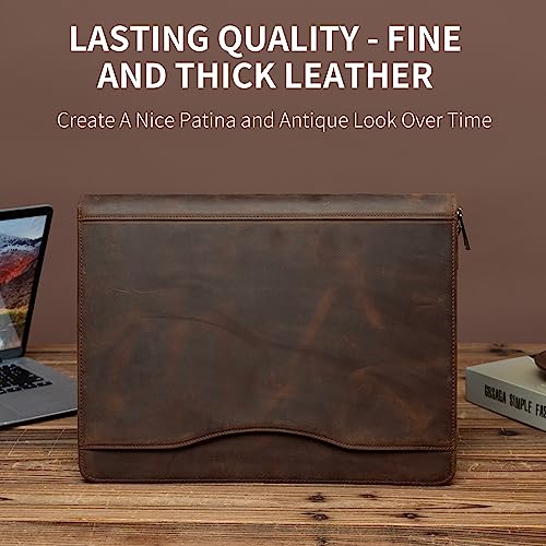 YIWEN Leather 3 Ring Binder Portfolio Zippered for 8.5 x 11” Notepad