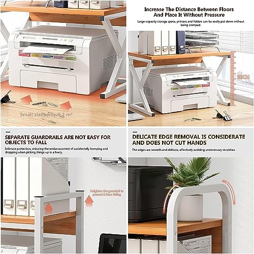 PXIWDAN Printer Stand Desktop Printer Stand Desk Organizer Storage Shelf for Fax Machine Scanner Files Books for Office(C)