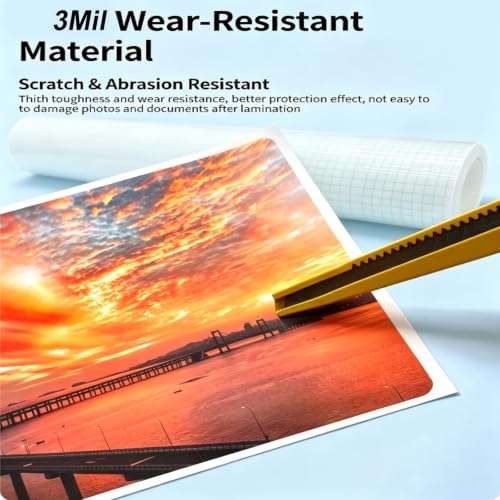 INTBUYING Matte Cold Laminating Roll Film Cold Lamination Film Self-Adhesive Anti-Bubble 25In x180In 3Mil Thick Laminate Roll for Office School