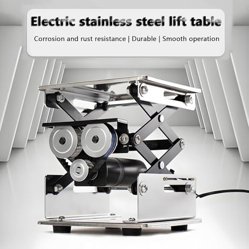 Tiuheyo Electric Scissor Jack Lifting Platform, Stainless Steel Lab Adjustable Elevating Table with Wireless Remote Control, 200x200mm, 10KG Capacity
