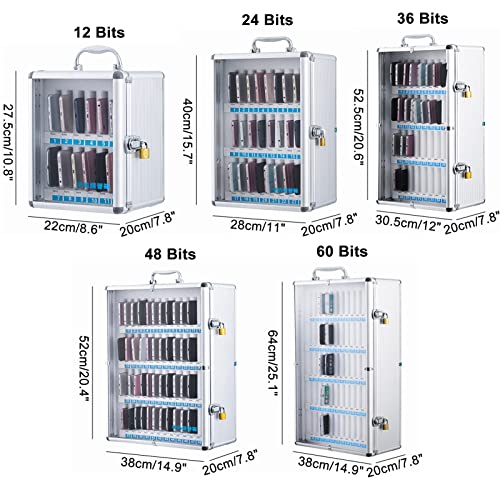Phone Storage Box, Aluminum Alloy Clear Cell Phones Storage Cabinet Pocket Chart Storage Locker Box with Handle for Office Classroom, for Can Be Carried by Hand，Silver-24
