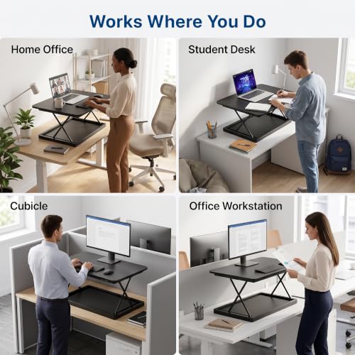 Uncaged Ergonomics Small Standing Desk Converter & Desk Riser (Black)