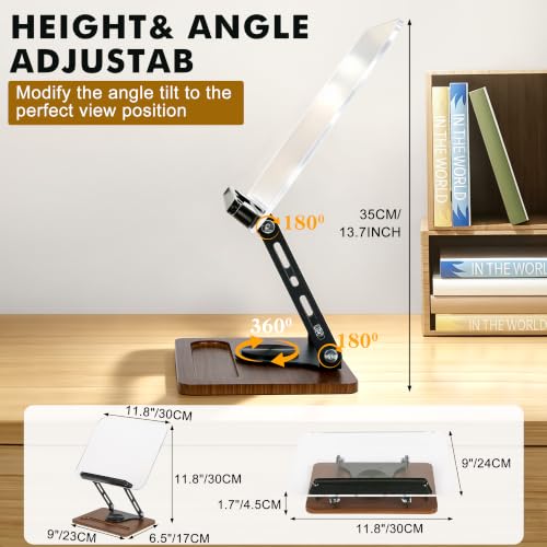 Book Stand for Reading, Adjustable Acrylic Cookbook Stand