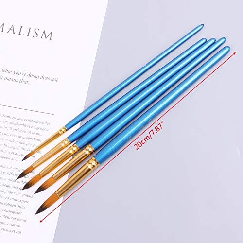 UOHLCX HBJWOV 5xWatercolor Gouache Paint Brushes Round Pointed Tip Nylon Hair Set Art Supplies Paint Brush Set
