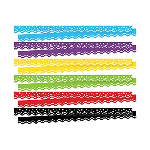 Barker Creek Happy Double-Sided Scalloped Border Set of 6, Multicolor 6-Pack with 234' of Border Total - 39’ in Each of 6 Happy Colors (947)