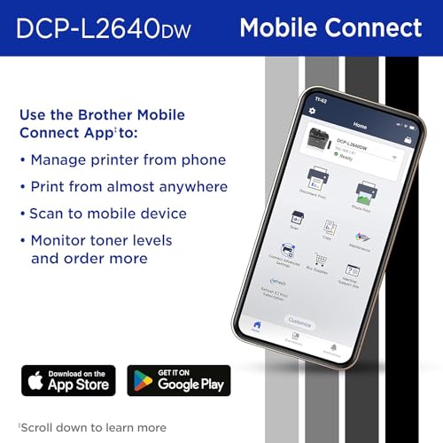 Brother DCP-L2640DW Wireless Monochrome Laser All-in-One Printer, Print Scan Copy, 34 PPM Duplex Printing, 50-Sheet ADF, Ethernet & Mobile Printing, USB Printer Cable and Print Like a Pro eBook Bundle