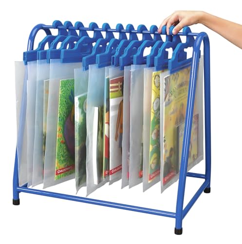 School Specialty TA-7219KD-BL Metal Read Along Book Rack, Blue