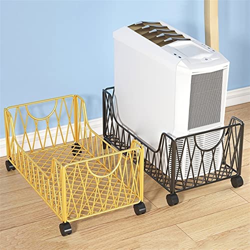 Computer Cart with CPU Holder Mobile CPU Stand Holder, Metal PC Tower Stand Cart, Floor PC Stand CPU Holder with 4 Caster Wheels Under Desk, for Home Office Mobile IT Support Platform(Black)