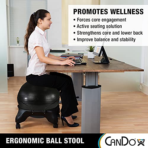 CanDo Ball Chair Inflatable Ergonomic Active Seating Exercise Ball Chair with Air Pump for Home, Office and Classroom