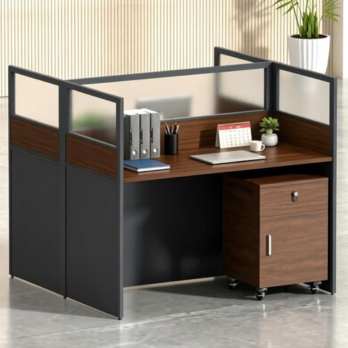 STLWR Office Cubicle Desk with Mute Partitions&Privacy Panels