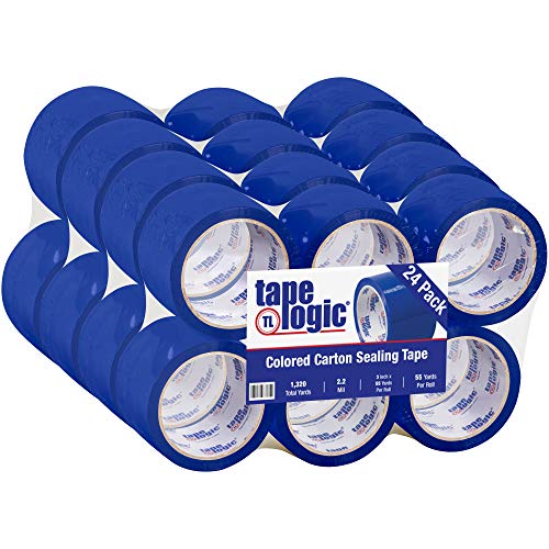 Aviditi Tape Logic 3 Inch x 55 Yard 2.2 Mil Blue, Heavy Duty Colored Packing Tape, 24 Pack, Perfect for Packing, Shipping, Moving, Home and Office