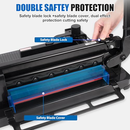 Heavy Duty Guillotine Paper Cutter,A4 12" 400 Sheets Capacity Stack Paper Trimmer,Metal Base Solid Steel Construction Trimmer Machine for Office,Commercial Use,Double Safety Protection,Black (A4 12")