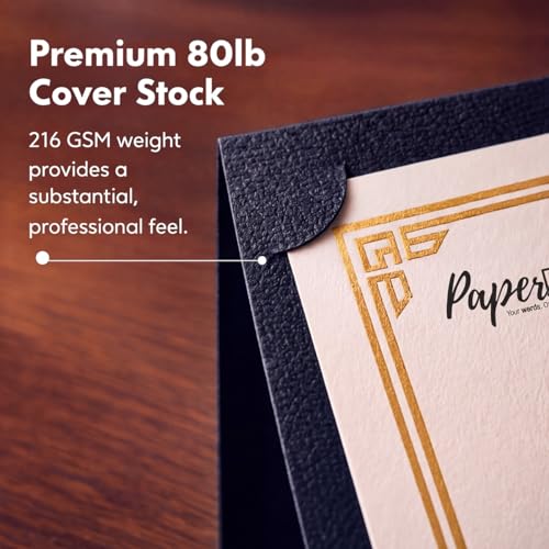 PaperDirect Simple Foil Custom Certificate Jackets, Black, Gold Embossed Foil, Personalized Certificate Holders, Schools, Businesses, Awards, Diplomas & Professional Recognition, 50 Count