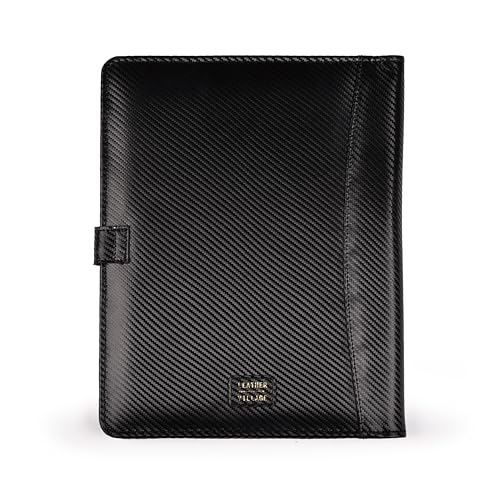 LEATHER VILLAGE Leather Portfolio for Men Women, Business Padfolio Folder