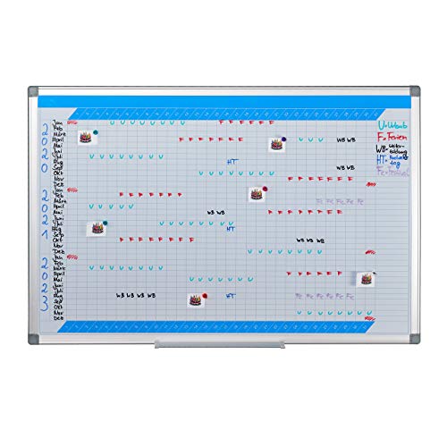 Relaxdays Whiteboard 3 Year Planner Wipe Clean Magnetic Planning Board with Pen Tray Magnetic Board 60 x 90 cm White Pack of 1