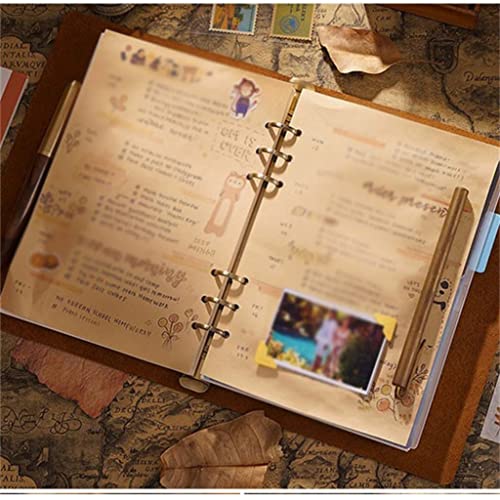 GFHSKRPL Leather-bound Notebook Vintage Plan Diary Travel DIY Diary Notebook Stationery(Graph Paper)