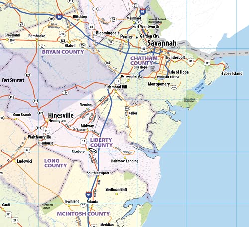 Georgia Laminated Wall Map (36” Wide by 38” high)
