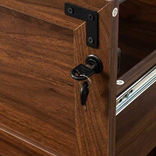 TERRUPEX Farmhouse File Cabinet with Lock, 2-Drawer Wood Filing Cabinet for Home Office, 31.5 Inch Wide Storage Organizer with Key Lock for Letter/Legal Size Files, Rustic Style in Walnut Finish