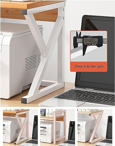PXIWDAN Printer Stand Desktop Printer Stand Desk Organizer Storage Shelf for Fax Machine Scanner Files Books for Office(C)