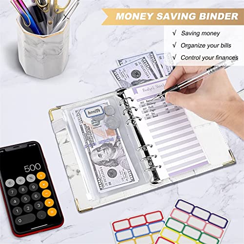 ONMYJFD A6 Cash Envelopes Folder Planner Organizer,26 Pieces Budget Binder with Cash Envelopes,Budget Sheets for Money Budgeting Saving(E)