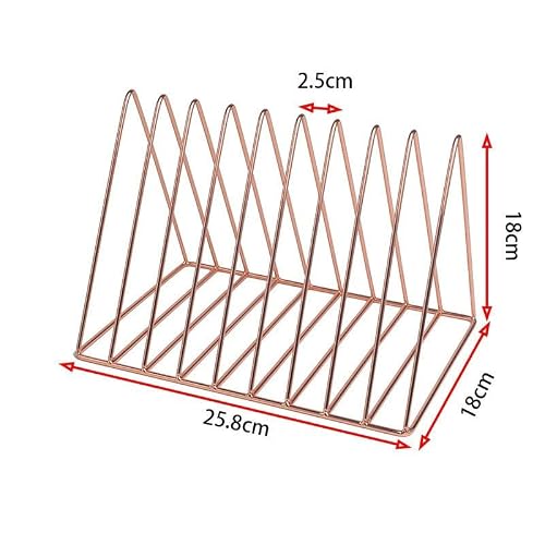 Yinj1835hh File holder Iron Bookshelf Book Stand Desktop Small Storage Rack File Space Office(Pink)