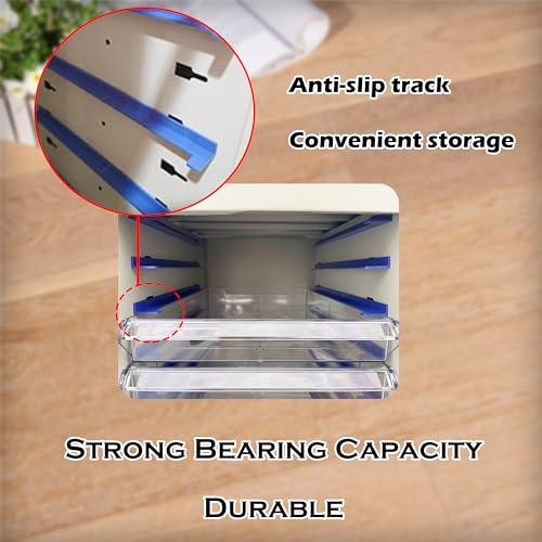 JARYANNIX File Cabinet with Label Transparent Drawer 6 Large and 9 Middle Drawers Document Filing Steel Storage Organizer with Curved Handles and Label for Office Business Use