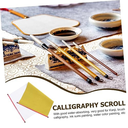 Chinese caligraphy brush, 2pcs Scroll Water Writing Cloth Painting Scrolls Tool Belt for Women Brush Calligraphy Scrolls Handwriting Scrolls Blank Chinese Scroll Paper Washboard Accessories Student Al