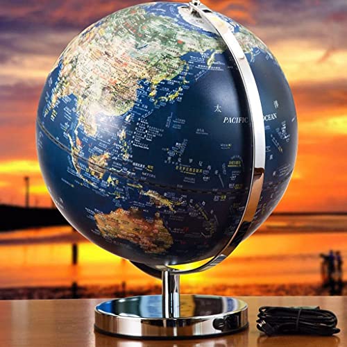 HRTC World Globe Newest World Globe Led Lighted Globe Desktop Education Globe Earth Geography Globe 12 Inch Office Decoration Globe Clear Text Marking