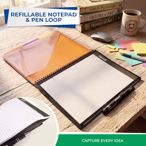 Samsill 2 Pack Deluxe 24 Pocket Spiral Project Organizer with Refillable Notepad, Customizable Front Cover, 12 Dividers with Erasable Write-On Tabs in Fashion Colors, Plastic Folders with Pockets