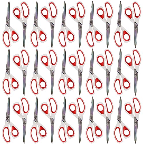 JubileeYarn Forged Titanium Fabric Shears - 9.5" White w/Red - 30 Unit Bulk Pack