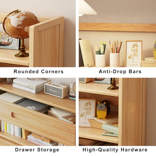TBQATNTS Desktop Bookshelf Desk Hutch, 2/3 Tier Wood Organizer with Open Shelves, Countertop Storage and Display Rack for Dorm Rooms, Home Office, and Study Areas,Walnut 2 Tier,19.6in