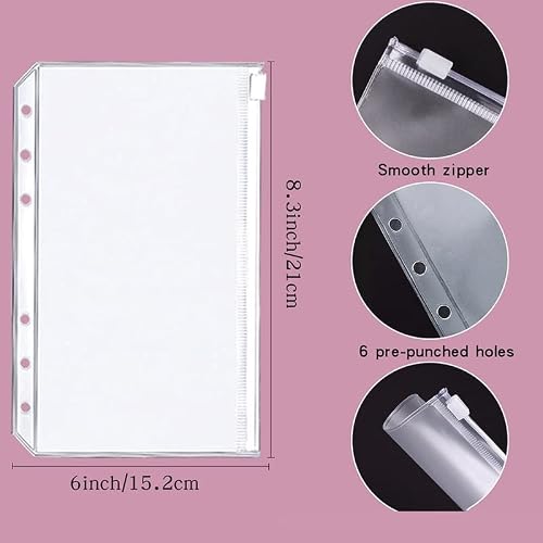 A6 PU Leather Binder Budget Planner Cash Envelope System with 12 PCS Pockets, 12PCS Expense Budger Sheets(Black)