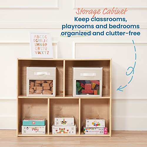 ECR4Kids Streamline 5-Compartment Storage Cabinet, 30in High, Natural