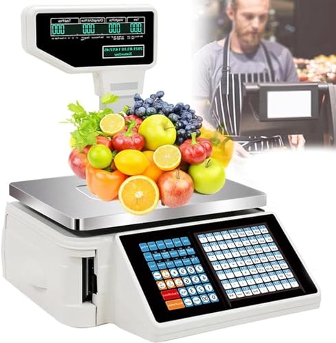 UYTROPLK Digital Price Computing Scale Thermal Printer,Commercial Double-Sided Display Price Label Printing Scale Electronics Barcode Scale Cash Register for Supermarket