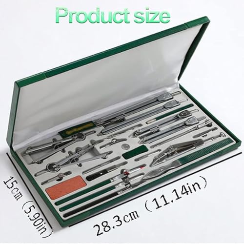 fnotlfue 23 Pcs Geometry Kit, Professional Drawing and Drafting Tools with Large Extension Beam, Compass Set for Engineering, Architecture, Students, Designers, Sailors