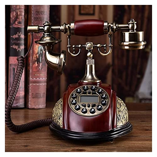 Rotary Dial Retro Old Fashioned Landline Phones with Classic Metal Bell,Corded Phone with Speaker and Redial