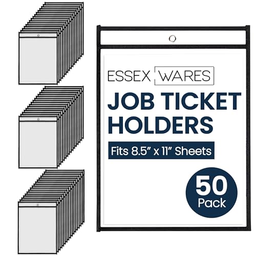 Essex Wares - 50 Pack, Black Job Ticket Holders, 10" Wide x 13.5" Tall