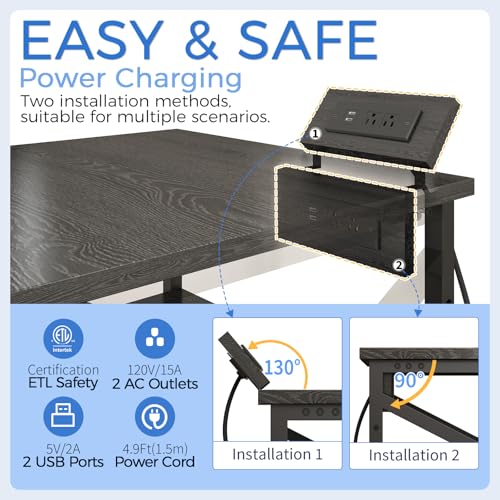 METYERRY 24"x23.6" Large Printer Stand with Power Outlet, 3 Tier Cart