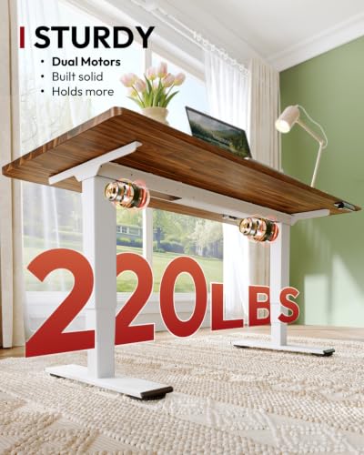 SANODESK Large Solid Wood Standing Desk Dual Motor 72"x29.9" Brown/White