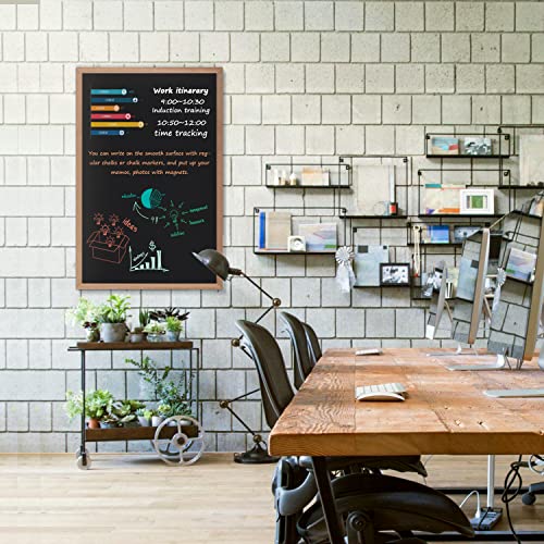 Magnetic Chalkboard for Wall 36x24 Inch, Large Blackboard with Natural Wood Frame for Home, Office, Classroom, Kitchen or Kids