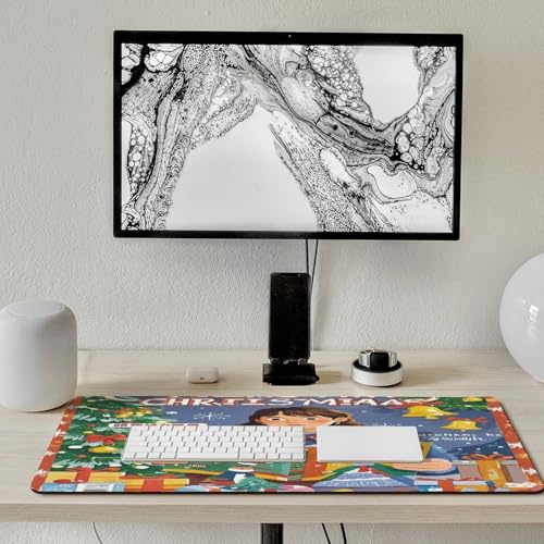 Watch Christmas Locked Edge Desk Mat & Mouse Pad Premium Rubber Desk Protector Large Size for Laptop/Keyboard Multi-Size Optional for Home Office Internet Cafe
