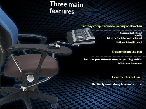 NBGYS Ergonomic Chair Mount Keyboard Tray - Adjustable Laptop & Mouse Stand for Gaming & Workstation, Fits Round Bars up to 1.96 Inch Thickness (OK033B)