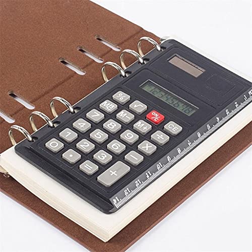 TEOYETTSF 8 Digits Solar Calculator Creative Loose Leaf Binder Spiral Calculator with Ruler School Office Supplies