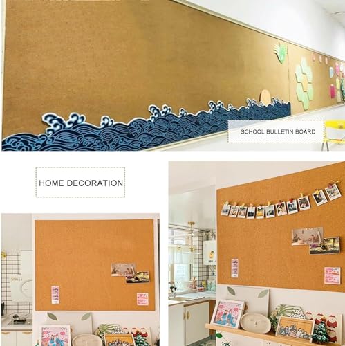 UBNMIUBV Cork Board Self-Adhesive Cork Board Roll, Message Board Suitable, DIY Crafts for Bulletin Board Door Sign Floor Wall Decoration for Office & Home Decor,Brown-1.22x4.10m